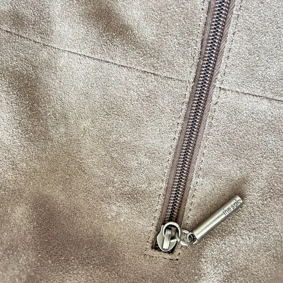 Taupe Suede Sak Shoulder Bag with Brown Leather Strap - Picture 5 of 12